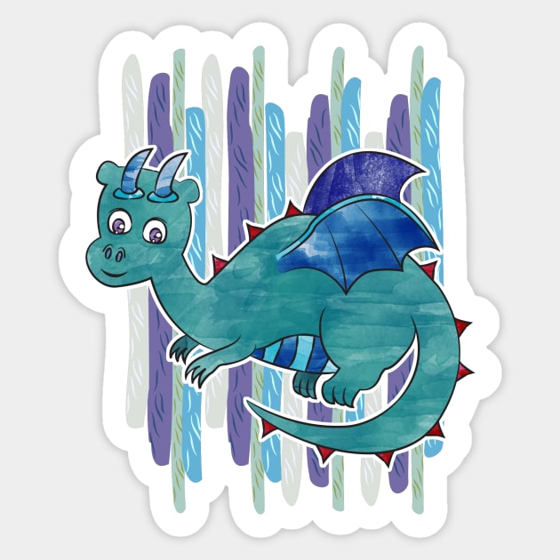 Watercolor Dragon Sticker by jubilli